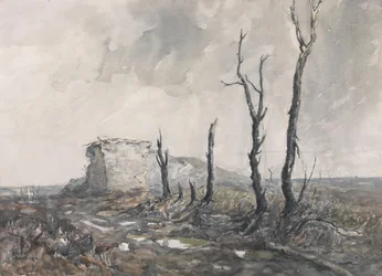 Gibralter, starkpunkt, Pozieres, 1918 (wc och träkol på papper)